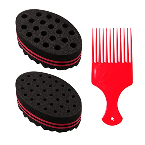 2 piezas de cepillo de esponja ovalado para cabello rizado, cepillo de esponja para cabello rizado, con 1 peine de peinado, cepillo de doble...