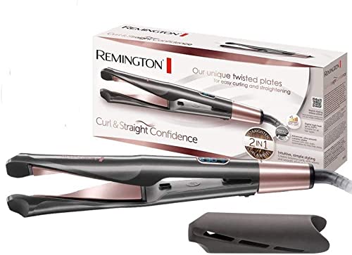 Remington Plancha de Pelo Curl & Straight Confidence, Placas en Espiral, 2 en 1 Alisa y Riza, Óptimo para Ondas, Resultados Profesionales,...