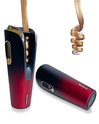 iGutech Unbound Styler-Cordless Rizador de cabello automático con paquetes de baterías recargables incorporados,Rojo