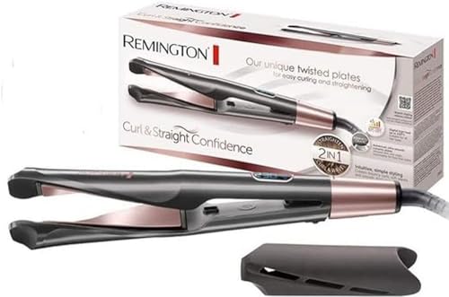 Remington Plancha de Pelo Curl & Straight Confidence, Placas en Espiral, 2 en 1 Alisa y Riza, Óptimo para Ondas, Cerámica, 5 Temperaturas...