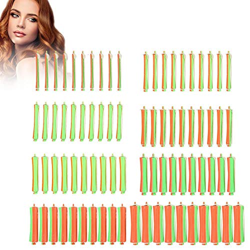 80 rizadores de pelo con banda de goma ondulada y barra de calor de 1 a 8 tamaños para rizadores de peluquería, herramienta de estilismo