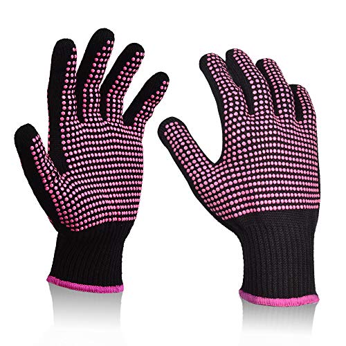Sopito 2 piezas de guantes resistentes al calor para herramientas para el cabello Varita de hierro rizador