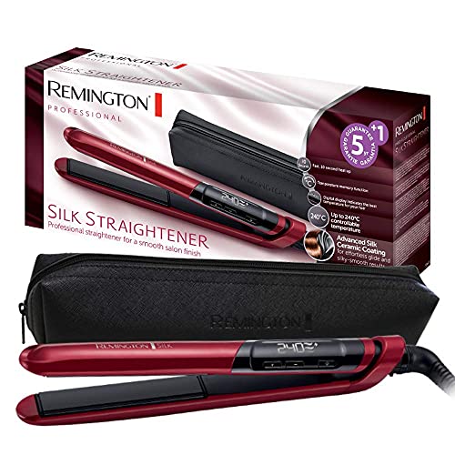 Remington Plancha de Pelo Silk, Cerámica Sedosa Avanzada, Placas Flotantes Extralargas, Resultados Profesionales, Temperatura hasta 235°C,...