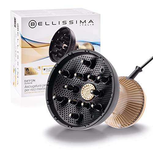 Bellissima Imetec Diffon Supreme, Difusor de aire caliente para cabello rizado, difusor XL con 12 dedos, tecnología cerámica y aceite de...